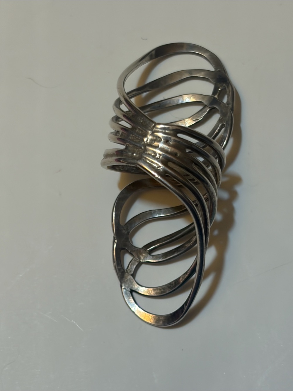 925 Sterling Silver Oversized Openwork Statement Ring Size 9 Modernist Sculptura - Picture 4 of 7